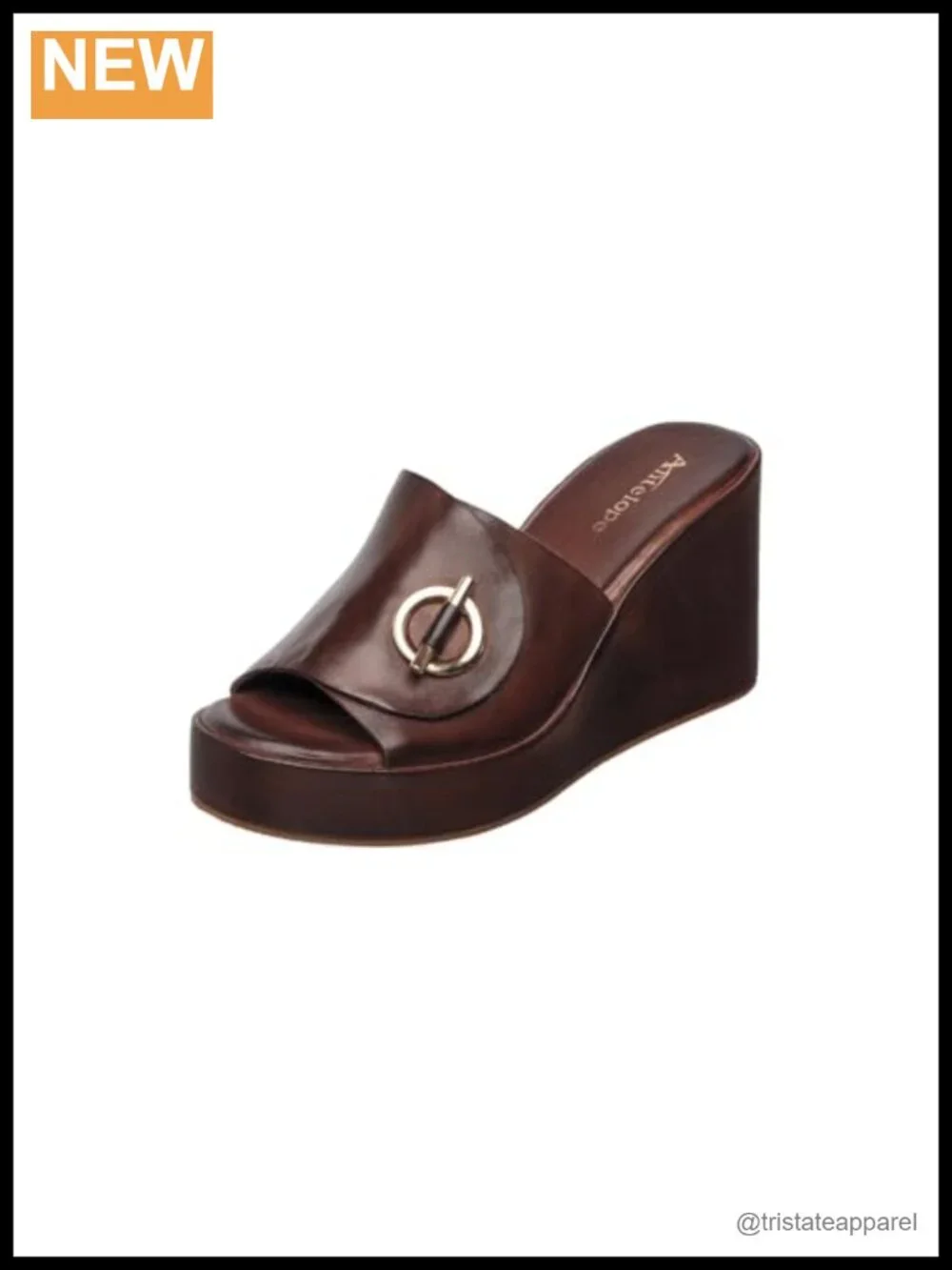 Antelope Leather Platform Sandals Slip On Open Toe 2.5 in Heel